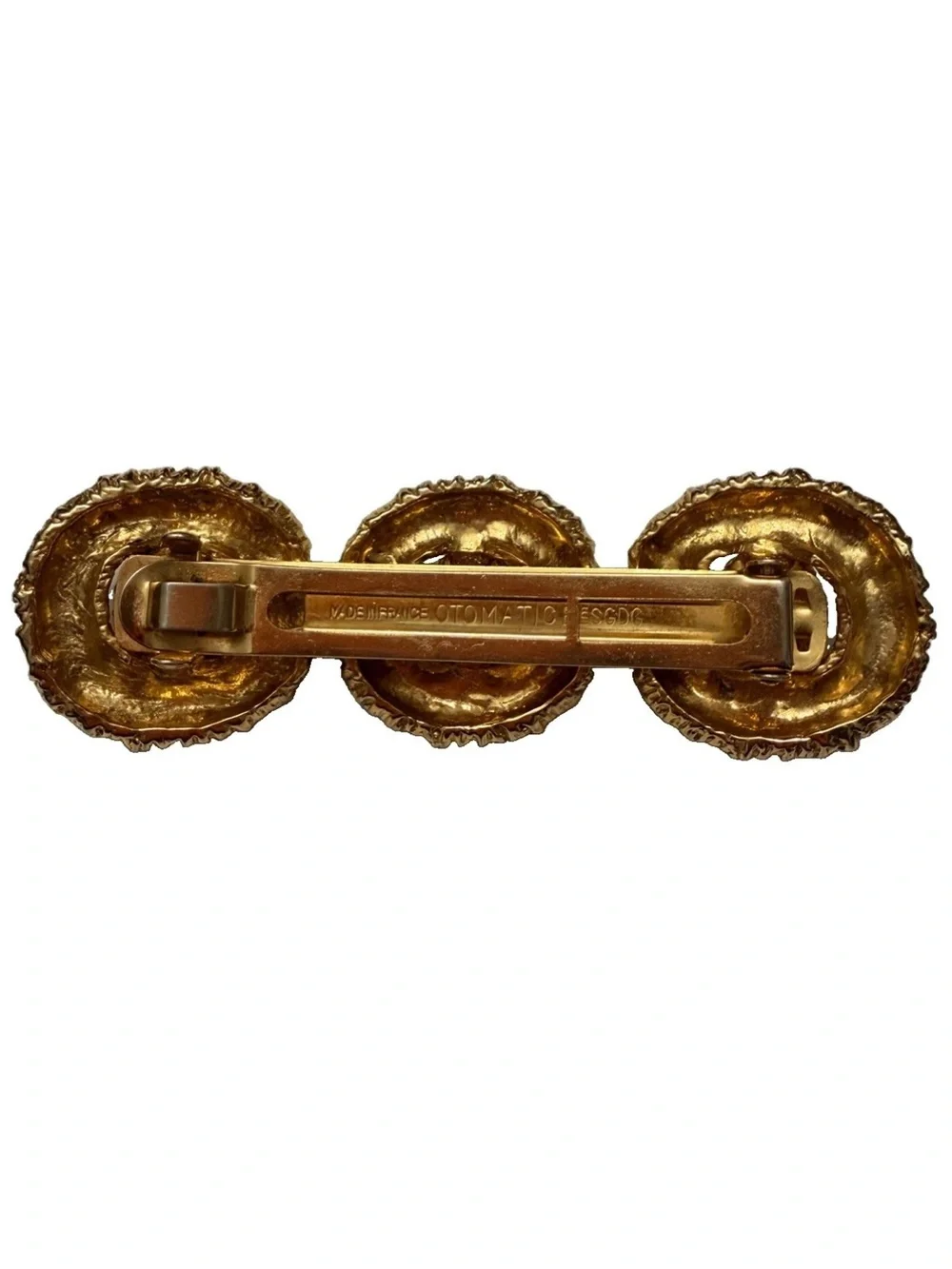 Gold Floral Triple Gem Statement Bracelet with Black Cabochons